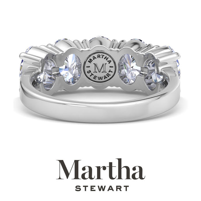 Martha Stewart 3 Carat Oval Shape Lab Grown Diamond Five Stone Engagement Ring In Sterling Silver