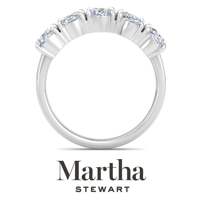 Martha Stewart 3 Carat Oval Shape Lab Grown Diamond Five Stone Engagement Ring In Sterling Silver