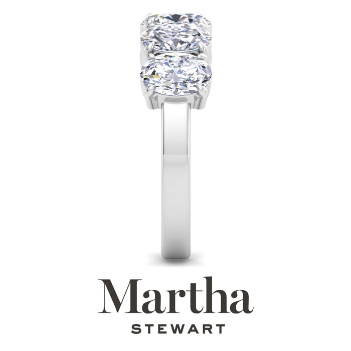 Martha Stewart 3 Carat Oval Shape Lab Grown Diamond Five Stone Engagement Ring In Sterling Silver