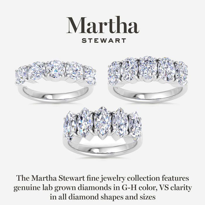 Martha Stewart 3 Carat Round Lab Grown Diamond Five Stone Engagement Ring In Sterling Silver