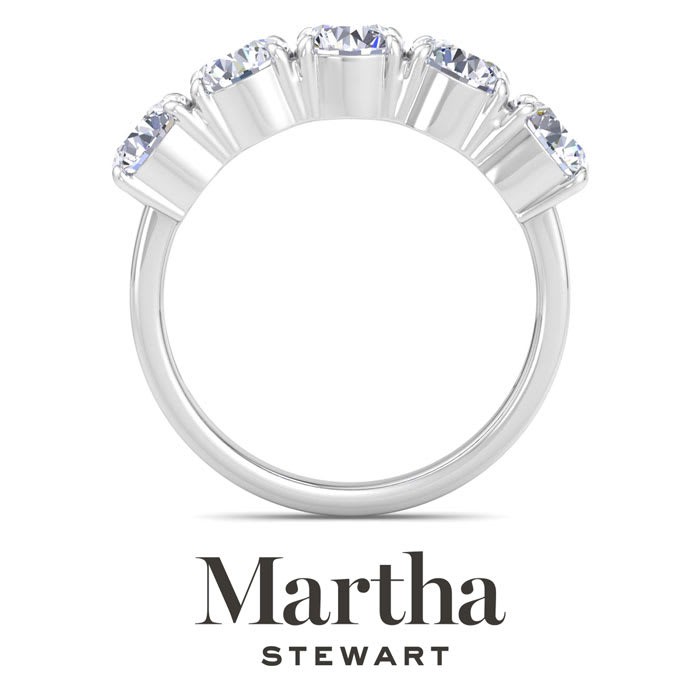 Martha Stewart 3 Carat Round Lab Grown Diamond Five Stone Engagement Ring In Sterling Silver