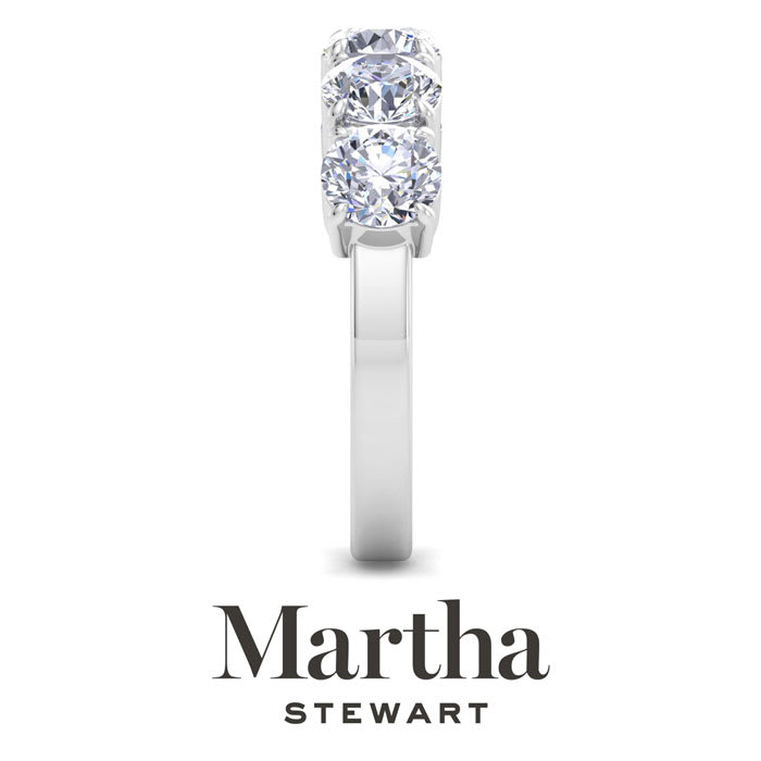 Martha Stewart 3 Carat Round Lab Grown Diamond Five Stone Engagement Ring In Sterling Silver