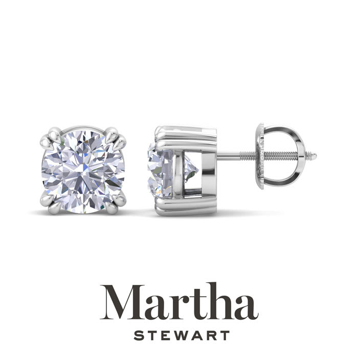 Martha Stewart 2 Carat Lab Grown Diamond Stud Earrings In Sterling Silver