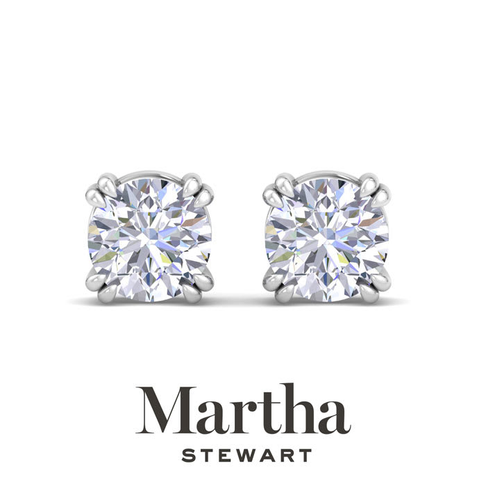 Martha Stewart 2 Carat Lab Grown Diamond Stud Earrings In Sterling Silver