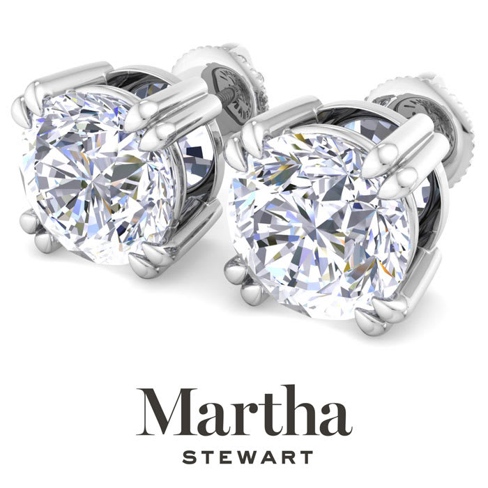 Martha Stewart 10 Carat Lab Grown Diamond Stud Earrings In Sterling Silver