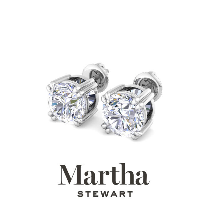 Martha Stewart 3 Carat Lab Grown Diamond Stud Earrings In Sterling Silver