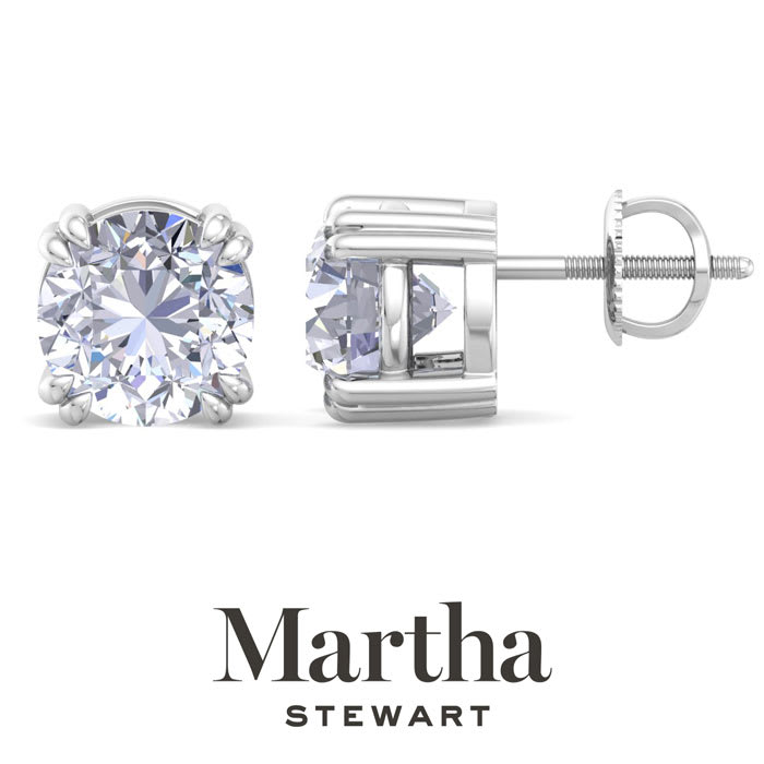 Martha Stewart 4 Carat Lab Grown Diamond Stud Earrings In Sterling Silver