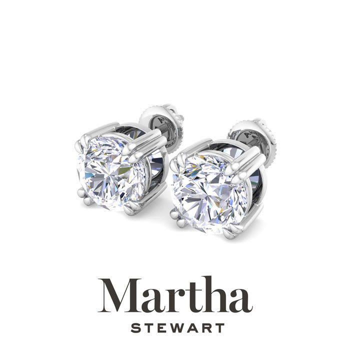 Martha Stewart 4 Carat Lab Grown Diamond Stud Earrings In Sterling Silver