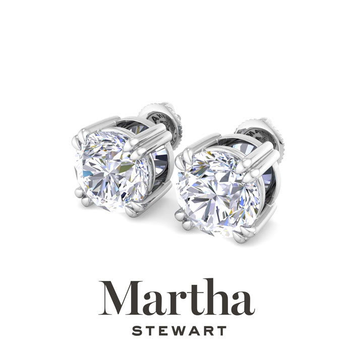 Martha Stewart 5 Carat Lab Grown Diamond Stud Earrings In Sterling Silver