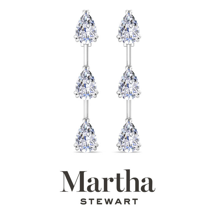 Martha Stewart 5 Carat Pear Shape Lab Grown Diamond Drop Earrings In Sterling Silver