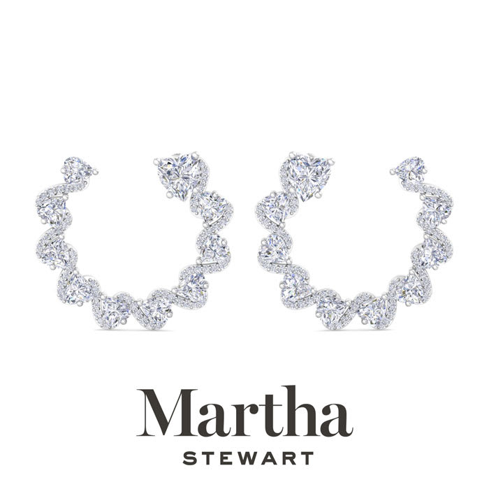 Martha Stewart 6 Carat Lab Grown Diamond Hoop Earrings In Sterling Silver, Heart