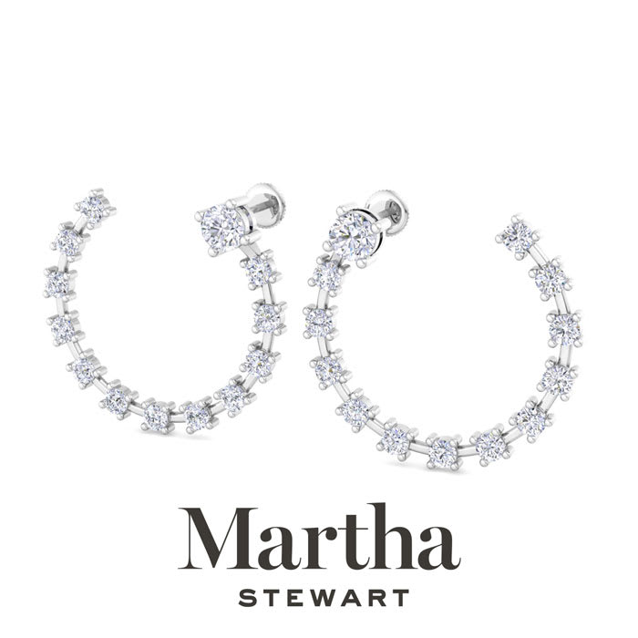 Martha Stewart 3 Carat Lab Grown Diamond Hoop Earrings In Sterling Silver