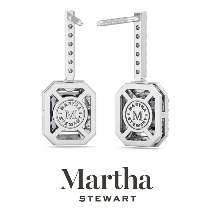 Martha Stewart 2 1/2 Carat Emerald Cut Lab Grown Diamond Drop Earrings In Sterling Silver