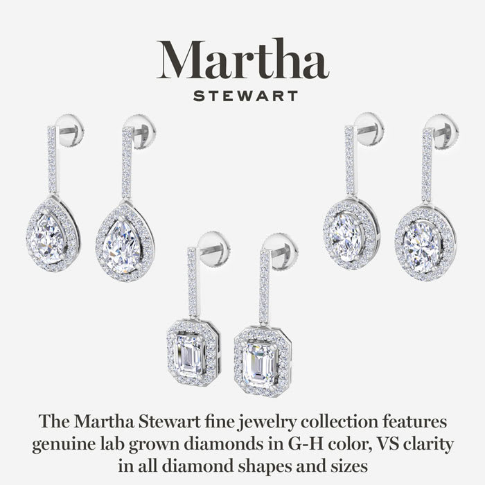 Martha Stewart 2 1/2 Carat Emerald Cut Lab Grown Diamond Drop Earrings In Sterling Silver