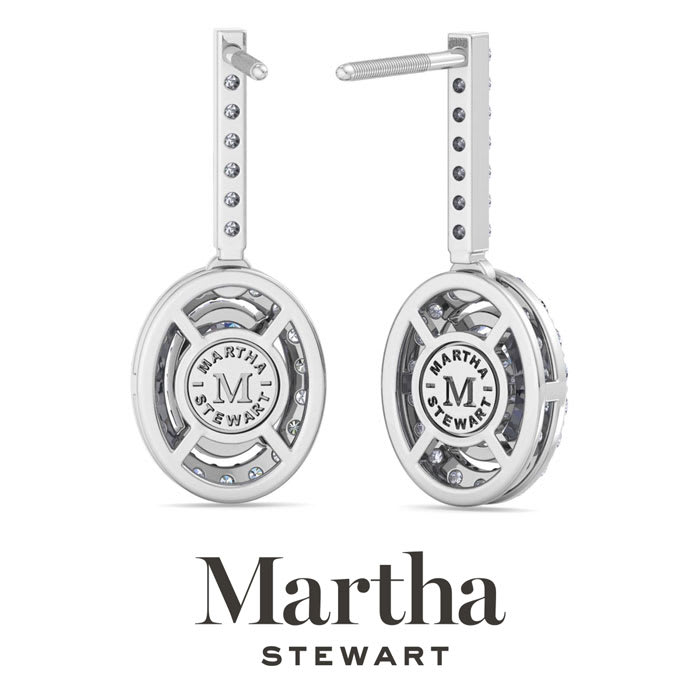 Martha Stewart 2 1/2 Carat Oval Shape Lab Grown Diamond Drop Earrings In Sterling Silver