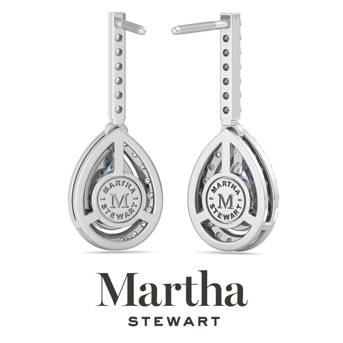 Martha Stewart 2 1/2 Carat Pear Shape Lab Grown Diamond Drop Earrings In Sterling Silver
