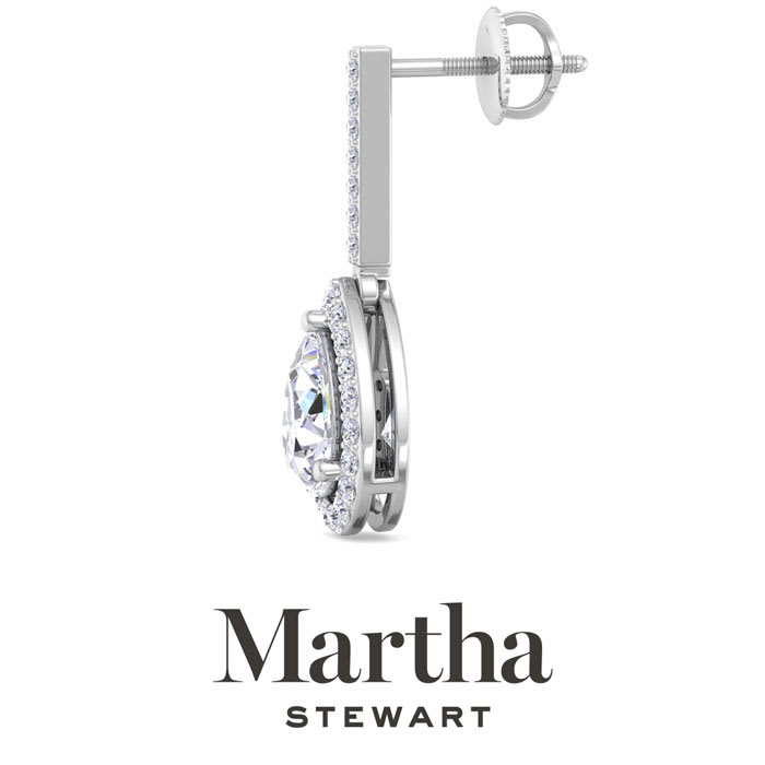 Martha Stewart 2 1/2 Carat Pear Shape Lab Grown Diamond Drop Earrings In Sterling Silver