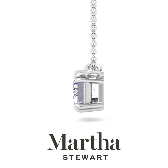 Martha Stewart 2 Carat Emerald Cut Lab Grown Diamond Solitaire Necklace In Sterling Silver