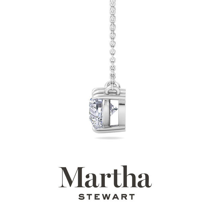 Martha Stewart 1 Carat Heart Shape Lab Grown Diamond Solitaire Necklace In Sterling Silver