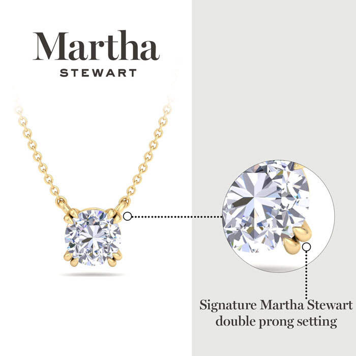 Martha Stewart 1 Carat Heart Shape Lab Grown Diamond Solitaire Necklace In Sterling Silver