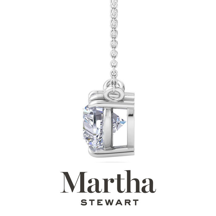 Martha Stewart 3 Carat Heart Shape Lab Grown Diamond Solitaire Necklace In Sterling Silver
