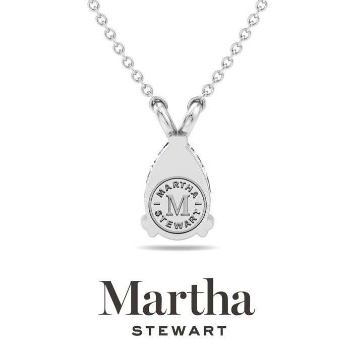 Martha Stewart 1 Carat Pear Shape Lab Grown Diamond Solitaire Necklace In Sterling Silver