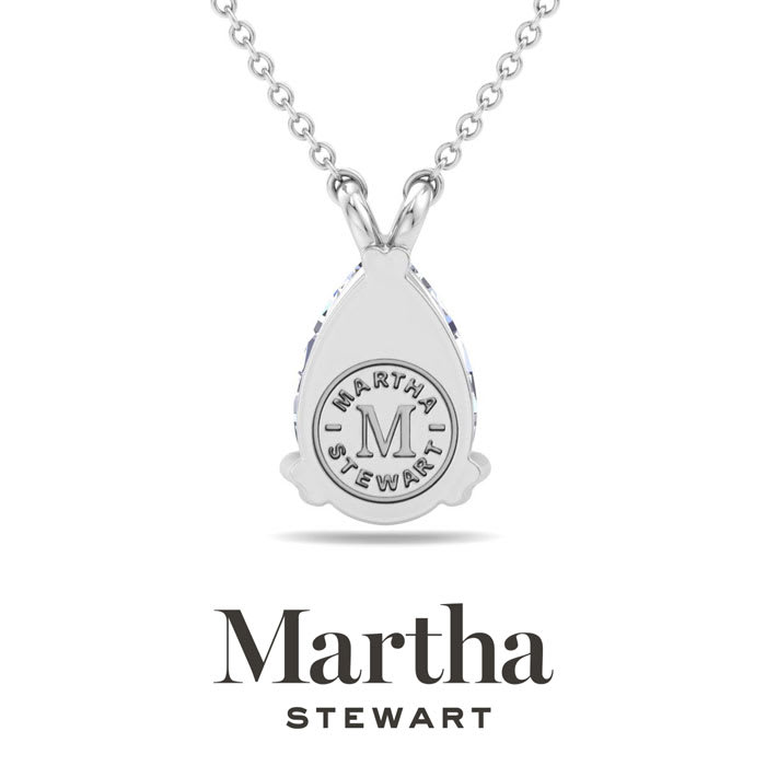 Martha Stewart 2 Carat Pear Shape Lab Grown Diamond Solitaire Necklace In Sterling Silver