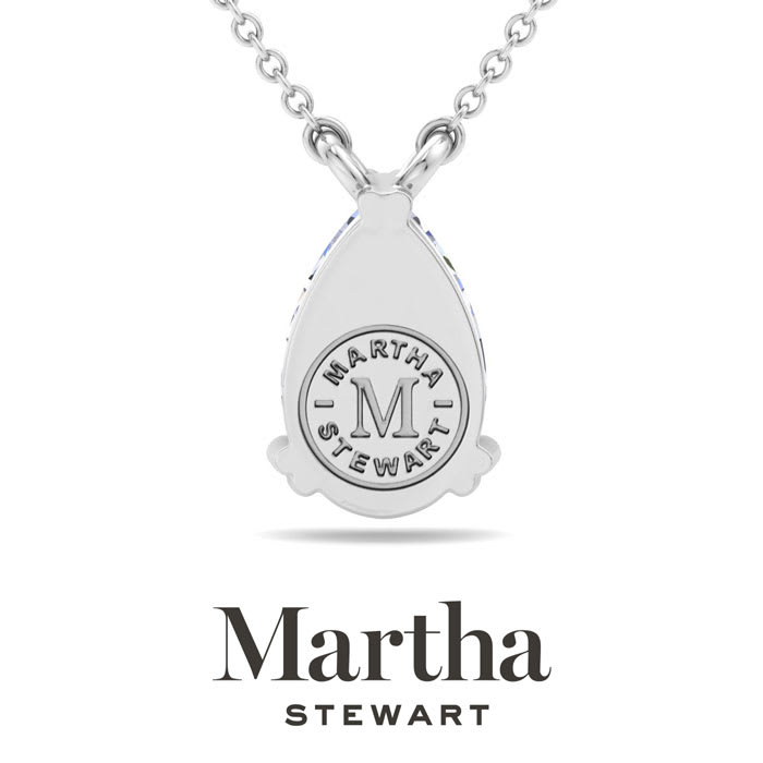 Martha Stewart 3 Carat Pear Shape Lab Grown Diamond Solitaire Necklace In Sterling Silver
