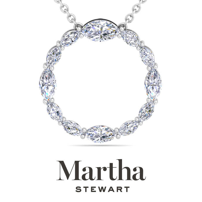 Martha Stewart 4 Carat Lab Grown Diamond Marquise Circle Necklace In Sterling Silver