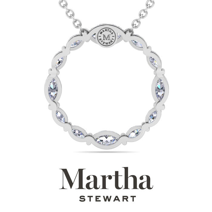 Martha Stewart 4 Carat Lab Grown Diamond Marquise Circle Necklace In Sterling Silver
