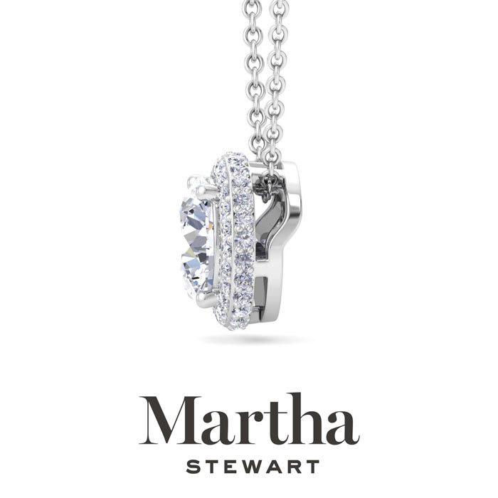 Martha Stewart 2 1/4 Carat Lab Grown Diamond Halo Necklace In Sterling Silver