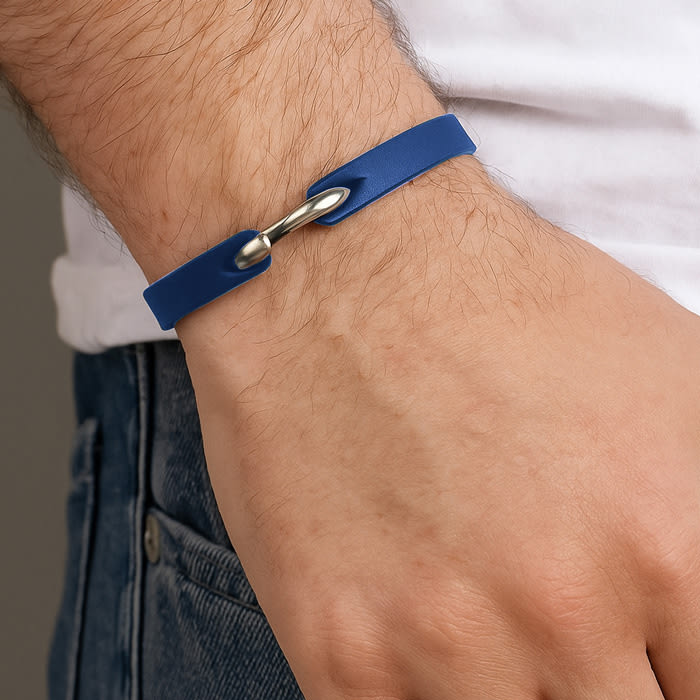 Bruno Magli Mens Refined Leather Bracelet, Indigo