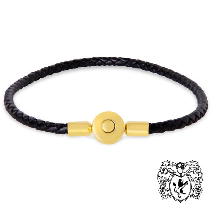 Bruno Magli Mens Slim Leather Bracelet, Gold