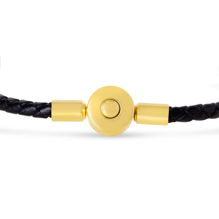 Bruno Magli Mens Slim Leather Bracelet, Gold