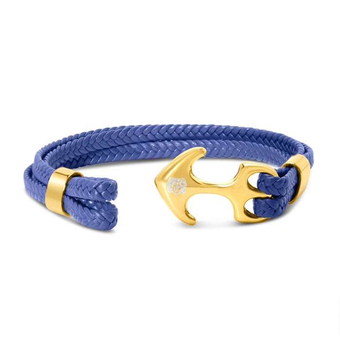 Bruno Magli Mens Four Strand Braided Leather Bracelet, Indigo