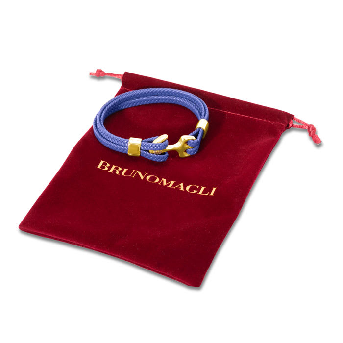 Bruno Magli Mens Four Strand Braided Leather Bracelet, Indigo