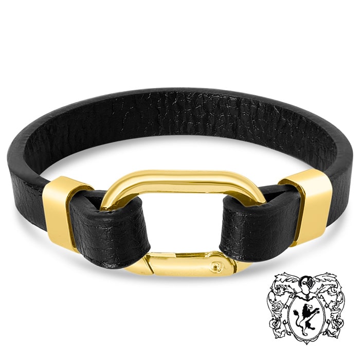 Bruno Magli Mens Structured Leather Bracelet, Gold