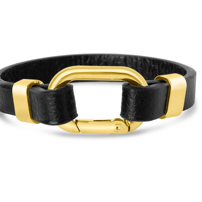 Bruno Magli Mens Structured Leather Bracelet, Gold