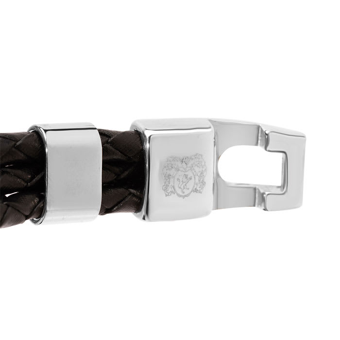 Bruno Magli Mens Three Strand Braided Leather Bracelet, Black