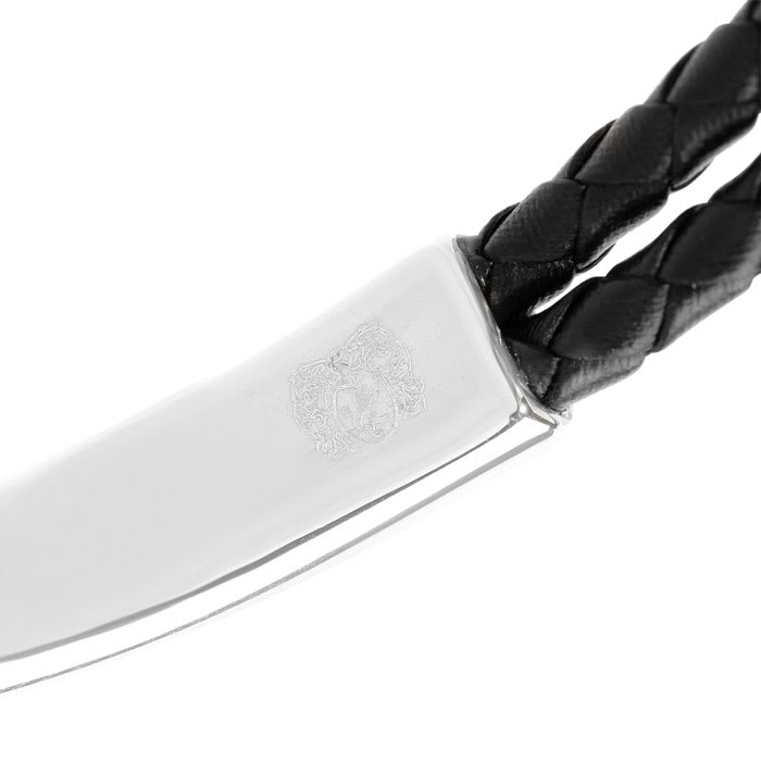 Bruno Magli Mens Archetype Leather Bracelet, Silver