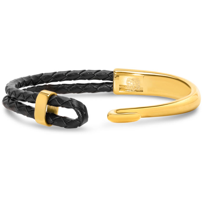 Bruno Magli Mens Archetype Leather Bracelet, Gold