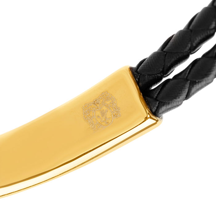 Bruno Magli Mens Archetype Leather Bracelet, Gold