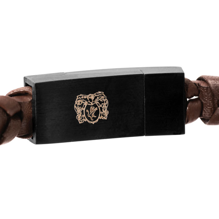 Bruno Magli Mens Fishtail Leather Wrap Bracelet, Mahogany