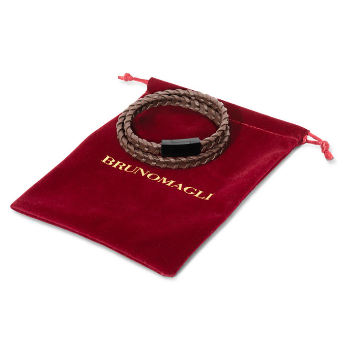 Bruno Magli Mens Fishtail Leather Wrap Bracelet, Mahogany