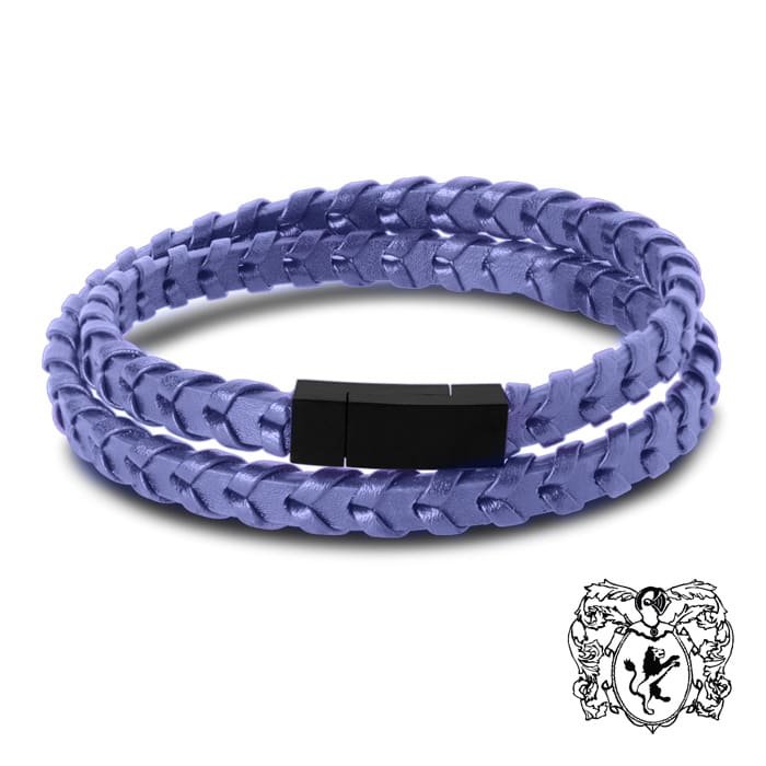 Bruno Magli Mens Fishtail Leather Wrap Bracelet, Indigo