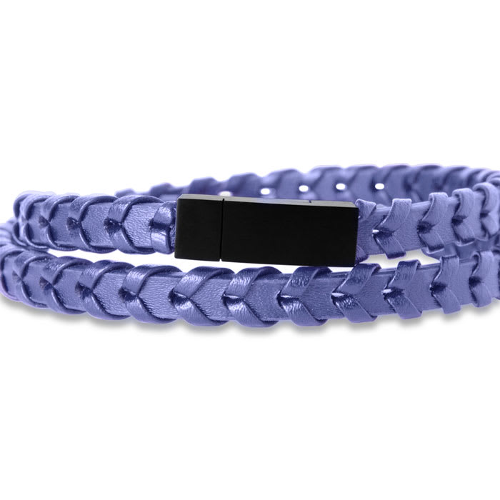 Bruno Magli Mens Fishtail Leather Wrap Bracelet, Indigo