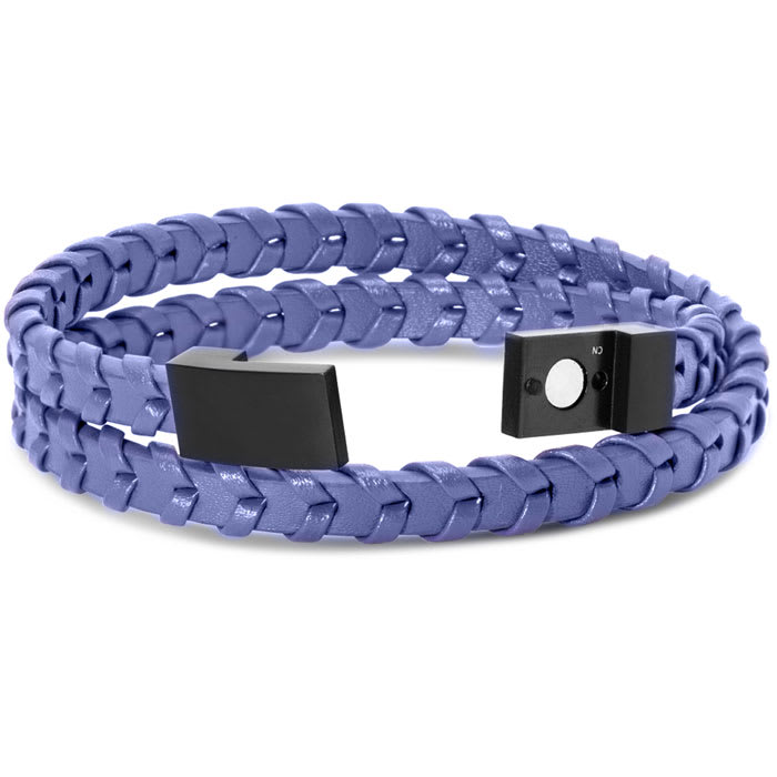 Bruno Magli Mens Fishtail Leather Wrap Bracelet, Indigo
