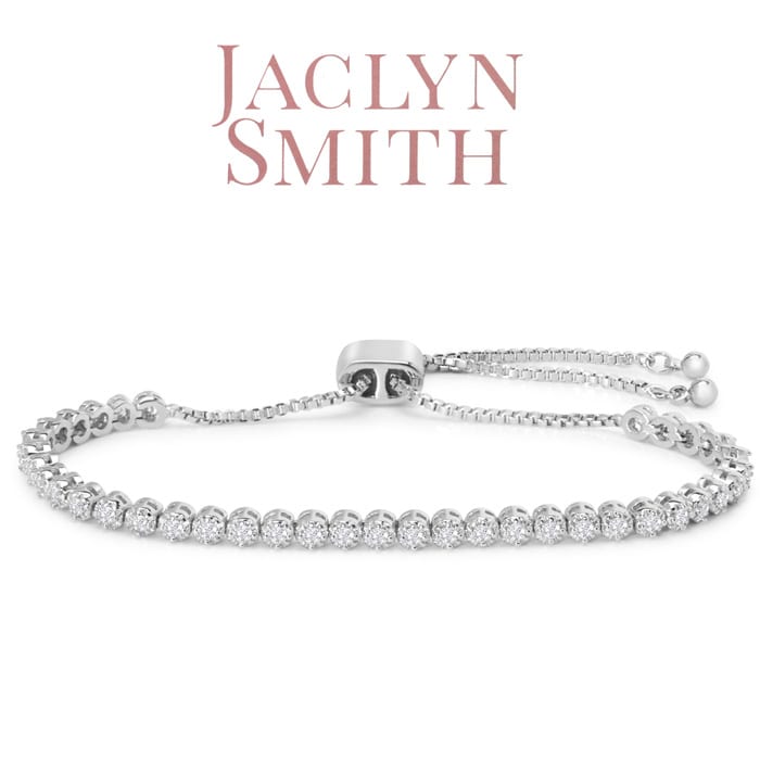 Jaclyn Smith 1 Carat Moissanite Adjustable Bolo Slide Tennis Bracelet