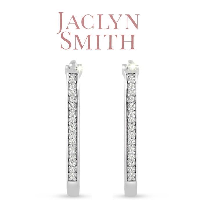 Jaclyn Smith 1/4 Carat Oval Shape Moissanite Hoop Earrings, 1 Inch