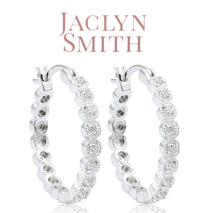 Jaclyn Smith 1/4 Carat Moissanite Hoop Earrings, 3/4 Inch